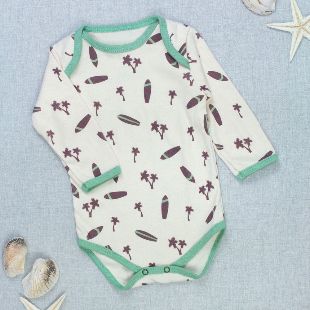 Body Bebê Creme Manga Longa - Estampa Sur...