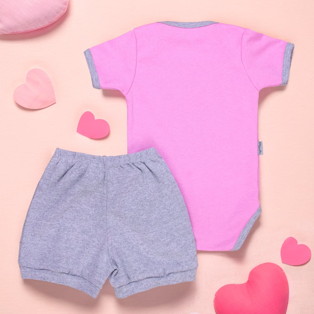 Conjunto Curto Bebê Gatinha Mescla Look F...