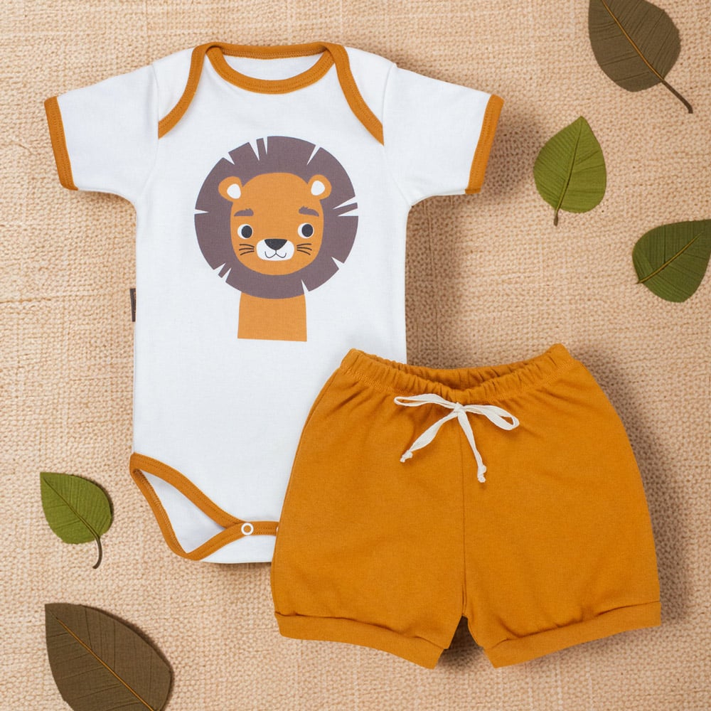 Conjunto Curto Bebê Estampa Leãozinho Saf...