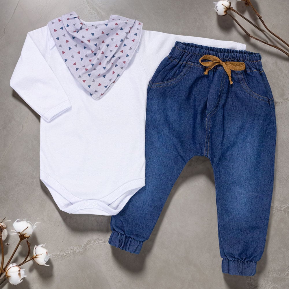 Conjunto Para Bebês Com Body, Calça Jeans...
