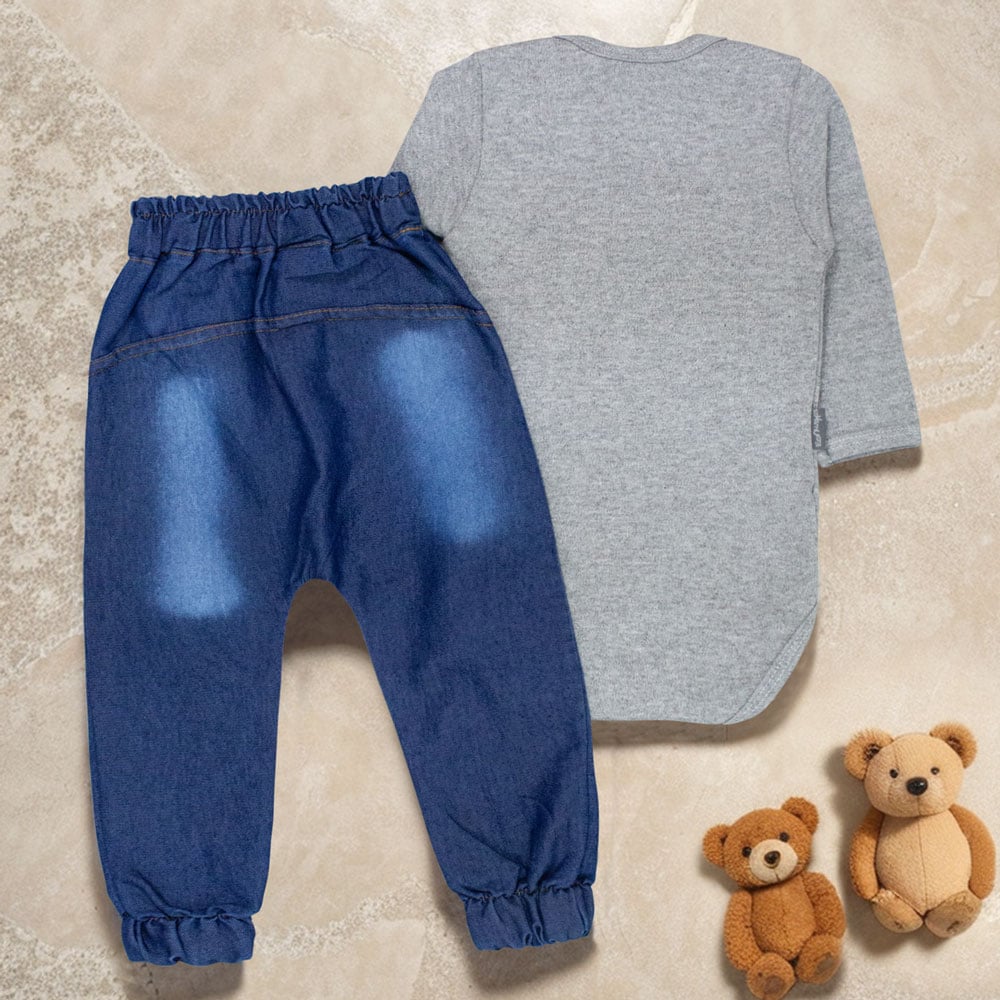 Conjunto Para Bebê Urso Body Bordado Mesc...